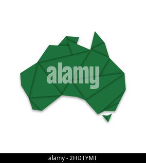 Carte simplifiée de l'Australie papier vert plié vecteur origami isolé sur fond blanc Illustration de Vecteur