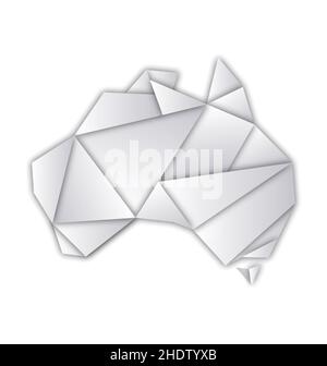 Carte simplifiée de l'Australie papier plié origami vecteur blanc isolé sur fond blanc Illustration de Vecteur