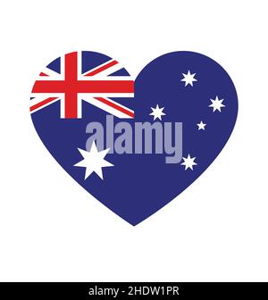 Australie drapeau australien en amour coeur forme vecteur isolé sur fond blanc Illustration de Vecteur