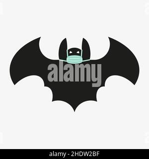Illustration vectorielle d'une batte noire avec masque Illustration de Vecteur