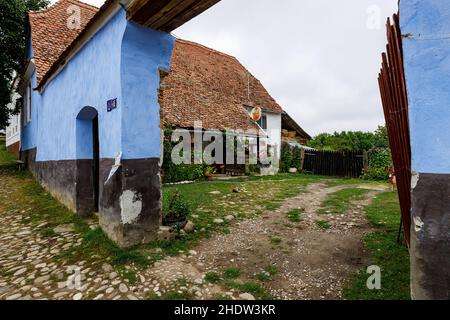Les maisons de ferme du village de Viscri en Roumanie Banque D'Images