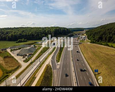 autoroute, chantier, chemin de fer, a8, autoroutes,autoroute, autoroutes, chantiers de construction, site, sites,chemins de fer Banque D'Images