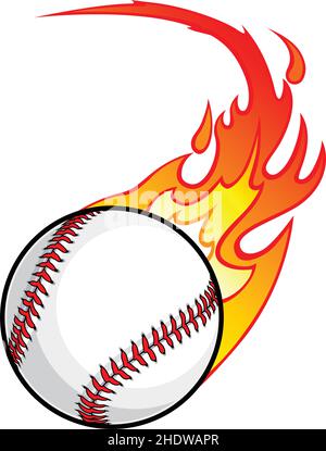 Dessin animé de baseball rapide et flamboyant base-ball image ombrée logo vecteur isolé sur fond blanc Illustration de Vecteur