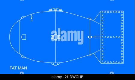 Schéma du code de la bombe atomique appelé Fat Man Banque D'Images