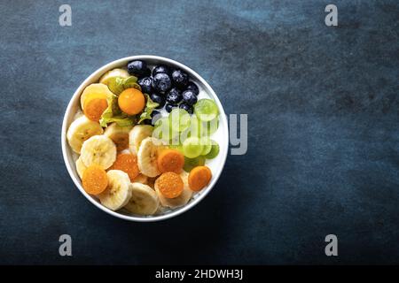 fruits, petit déjeuner, yaourt, fruits, petits déjeuners Banque D'Images