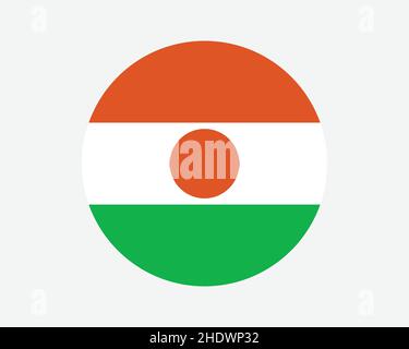 Drapeau national du Niger.Drapeau national du cercle nigérien.Bannière bouton circulaire de la République du Niger.Illustration du vecteur EPS. Illustration de Vecteur