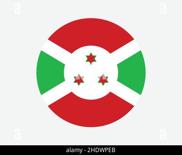 Drapeau national du Burundi.Circulaire drapeau national burundais.Bannière bouton en forme de cercle de la République du Burundi.Illustration du vecteur EPS. Illustration de Vecteur