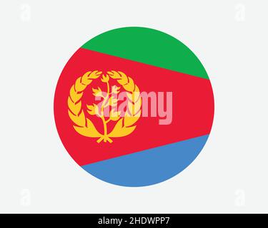 Drapeau national de l'Érythrée.Circulaire drapeau national érythréen.Bannière du bouton forme de cercle de l'État d'Érythrée.Illustration du vecteur EPS. Illustration de Vecteur