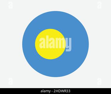 Drapeau national rond des Palaos.Drapeau national de Palauan Circle.Bannière de bouton de forme circulaire de la République des Palaos.Illustration du vecteur EPS. Illustration de Vecteur