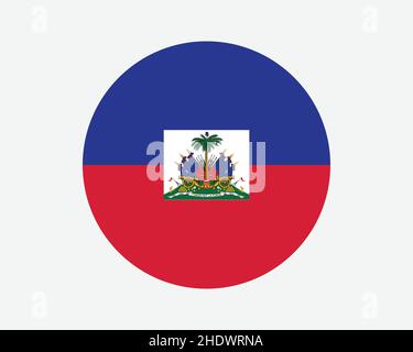 Drapeau national de Haïti.Drapeau national du cercle haïtien.Bannière bouton circulaire de la République d'Haïti.Illustration du vecteur EPS. Illustration de Vecteur