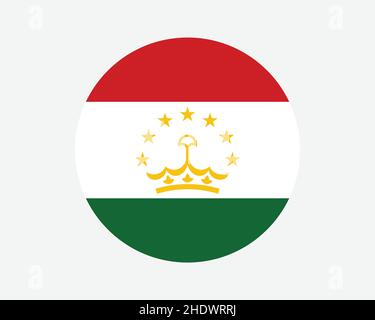 Drapeau national du Tadjikistan.Drapeau national du cercle tadjik / Tajikistani.Bannière de bouton circulaire de la République du Tadjikistan.Illustration du vecteur EPS. Illustration de Vecteur