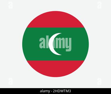 Drapeau national rond des Maldives.Drapeau national du cercle maldivien.Bannière bouton de forme circulaire de la République des Maldives.Illustration du vecteur EPS. Illustration de Vecteur