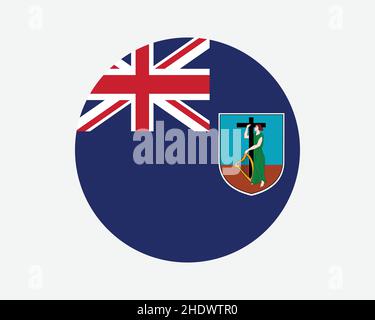 Drapeau rond de Montserrat.Drapeau du cercle de Montserratian.British Overseas Territory UK Royaume-Uni bannière de bouton circulaire.Illustration du vecteur EPS. Illustration de Vecteur