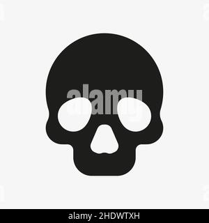 Icône de vecteur noir d'un crâne n arrière-plan blanc Illustration de Vecteur