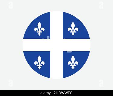 Drapeau rond du Canada du Québec.QC, drapeau du cercle canadien.Québec Canada province bannière bouton forme circulaire.Illustration du vecteur EPS. Illustration de Vecteur