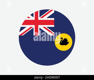 Drapeau rond d'Australie occidentale.WA, drapeau du cercle d'Australie.Bannière de bouton de forme circulaire d'État australien.Illustration du vecteur EPS. Illustration de Vecteur