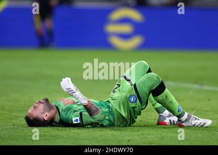 Turin, Italie.06th janvier 2022.David Ospina de SSC Napoli blessé lors de la série Un match entre Juventus FC et SSC Napoli au stade Allianz le 6 janvier 2022 à Turin, Italie.Credit: Marco Canoniero / Alamy Live News Banque D'Images