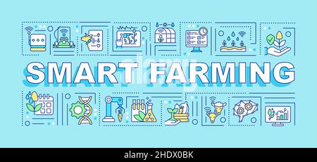 Bannière turquoise Smart Farming Word concepts Illustration de Vecteur