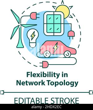 Icône de concept de topologie de réseau flexible Illustration de Vecteur