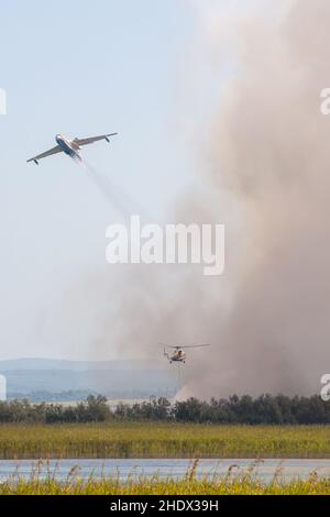 hydravion, lutte contre les incendies, incendie de quench, hydravion, feu,extinction des incendies Banque D'Images