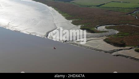 Vue aérienne de l'île de Read, une île située juste à l'extérieur de la sluice d'Ancholme, sur l'estuaire du Humber, dans le Yorkshire de l'est Banque D'Images