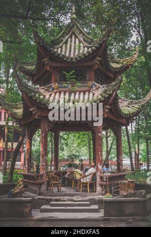 pause, pagode, chengdu, pauses, repos,repos, pagodes, stupa Banque D'Images