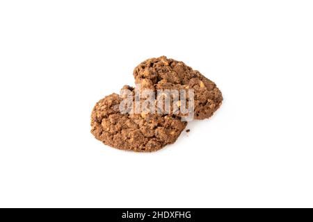 Biscuits aux flocons d'avoine au chocolat, biscuits muesli nourriture saine isolée sur fond blanc.Une alimentation saine. Banque D'Images