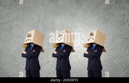 heureux, triste, furieux, souriant, émotion,happies, sad, en colère, furieux, sourires,émotions Banque D'Images