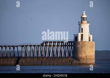 Blyth Harbour Lighthouse, Blyth East Pier Lighthouse à Northumberland Banque D'Images