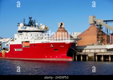 Port de Blyth Bergen Mekaniske Verksted a créé UN navire DE soutien INTERNATIONAL SYMPHONY IMR et ROV, à North Tyneside, Tyne & Wear, Banque D'Images