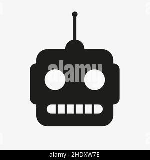 Icône vectorielle noire simple de la tête du robot Illustration de Vecteur