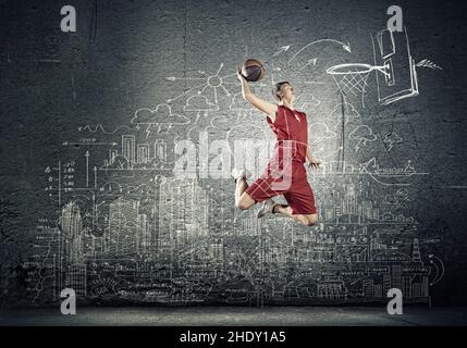 basket-ball, jet de balle, dounking, ballons de basket-ball Banque D'Images