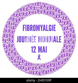 Journée internationale de sensibilisation à la fybromyalgie, mai 12 illustration du symbole en français Banque D'Images