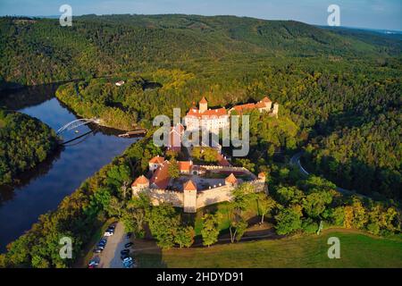 Château de Veveri, quartier Bystrc, Brno, république Tchèque.Prise de vue aérienne Banque D'Images