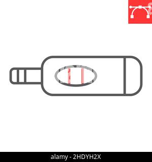 Icône de ligne de test de grossesse, médical et résultat, icône de vecteur de test de grossesse, graphiques vectoriels, signe de contour modifiable de contour, eps 10. Illustration de Vecteur