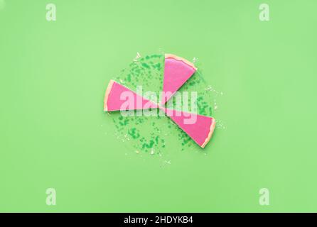 gâteau, restes, graphique à secteurs, gâteaux, reste,graphiques à secteurs Banque D'Images