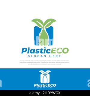 Logos, symboles, icônes, modèles de bouteilles en plastique écologiques Illustration de Vecteur