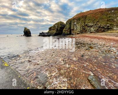 Letheronwheel Harbour à Caithness, dans le nord-est de l'Écosse. Banque D'Images