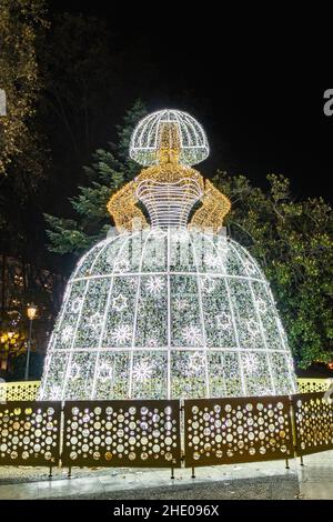 Noël décoration lumières à Madrid, Espagne Banque D'Images