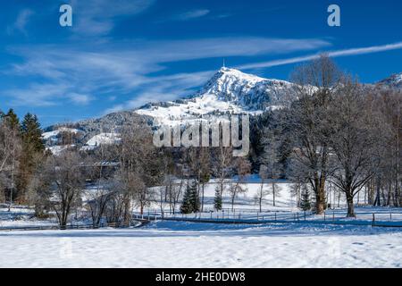 Kitzbueheler Horn en hiver, Kitzbuehel, Tyrol, Autriche Banque D'Images