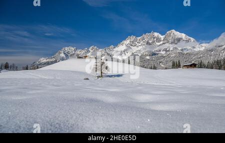 Paysage d'hiver idyllique à Kitzbuehel, Tyrol, Autriche Banque D'Images