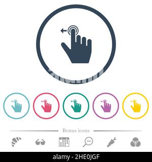Faites glisser le mouvement de droite vers la gauche en faisant glisser les icônes de couleur plate dans les contours ronds.6 icônes bonus incluses. Illustration de Vecteur