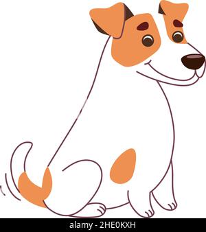 Chien Jack Russell Terrier.Le chien est assis.Illustration vectorielle de style plat isolée sur fond blanc. Illustration de Vecteur