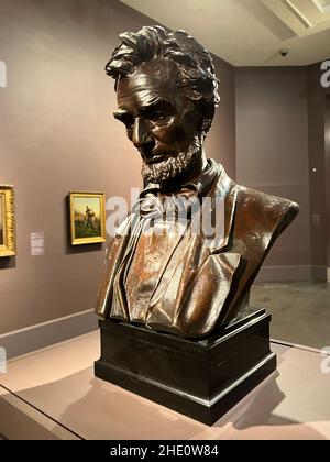 Augustus Saint-Gaudens; buste d'Abraham Lincoln; fonte 1922, bronze. Banque D'Images