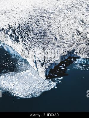 Vue aérienne du glacier en Islande Banque D'Images