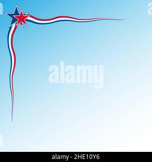Étoiles et ruban rouge, blanc et bleu avec un fond dégradé - Illustration vectorielle Illustration de Vecteur