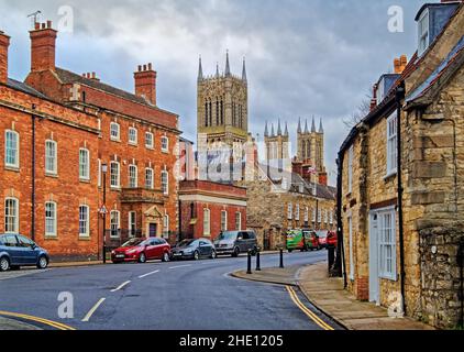 Royaume-Uni, Lincolnshire, Lincoln Cathedral de Eastgate Banque D'Images