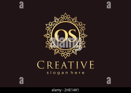 OS lettre initiale Luxe calligraphique féminin floral dessiné à la main heraldique monogramme ancien style vintage luxe logo design Premium Illustration de Vecteur