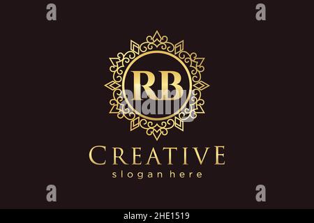 RB lettre initiale Luxe calligraphique féminin floral dessiné à la main heraldique monogramme ancien style vintage luxe logo design Premium Illustration de Vecteur