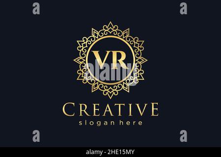 VR lettre initiale Luxe calligraphique féminin floral dessiné à la main heraldique monogramme ancien style vintage luxe logo design Premium Illustration de Vecteur